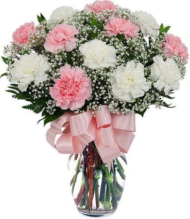Pink and White carnations vase product1016